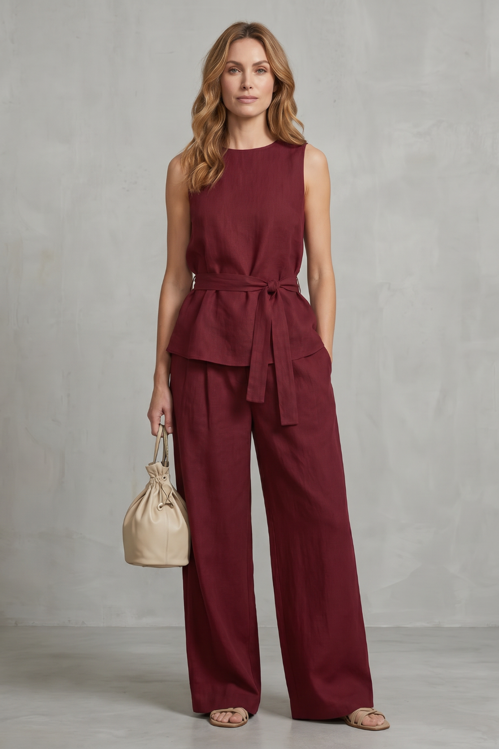 Alvera – Elegant tie-waist silhouette – Two-piece trouser set-10911740428631-OLVIA ROSE LONDON