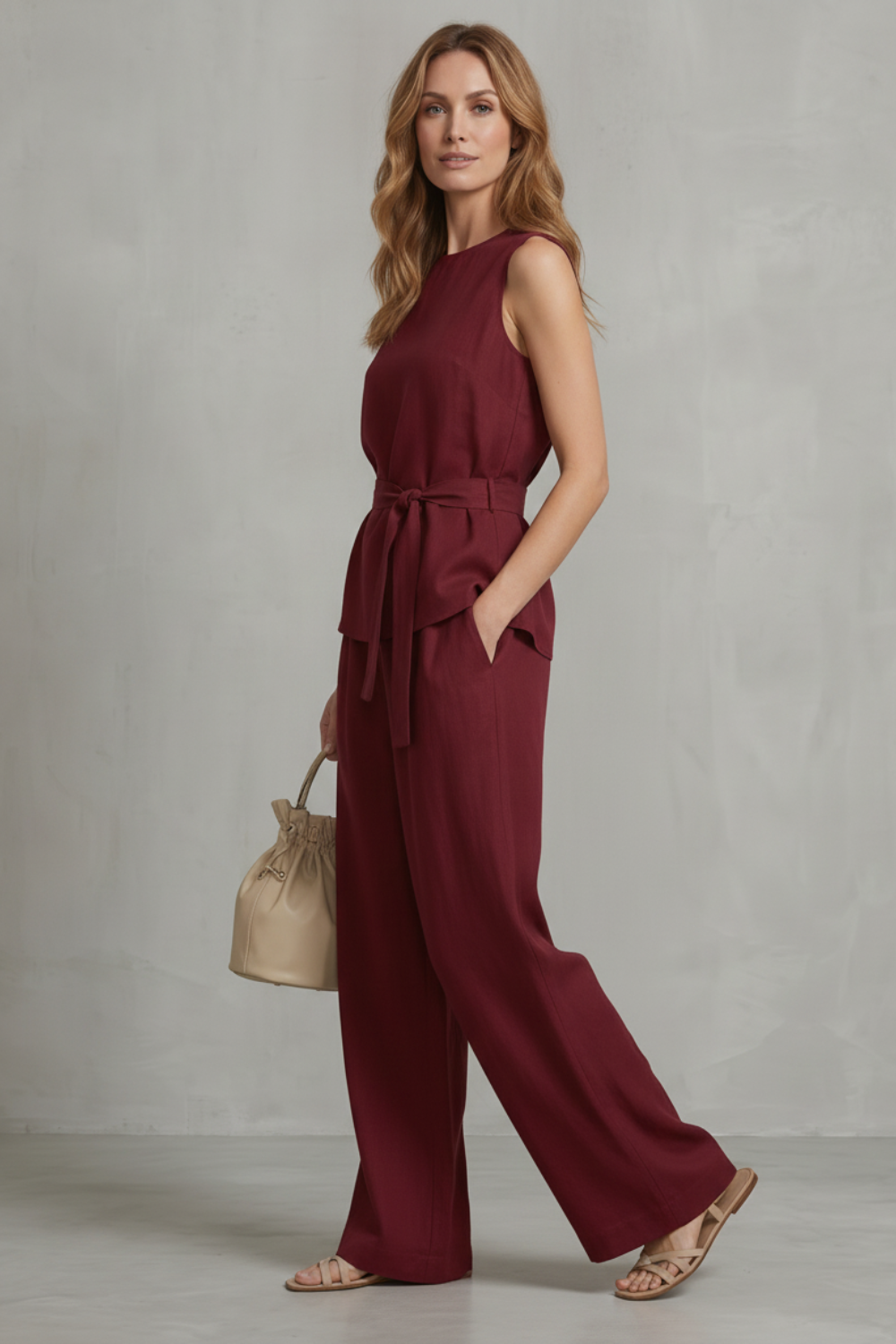 Alvera – Elegant tie-waist silhouette – Two-piece trouser set-10911740428631-OLVIA ROSE LONDON