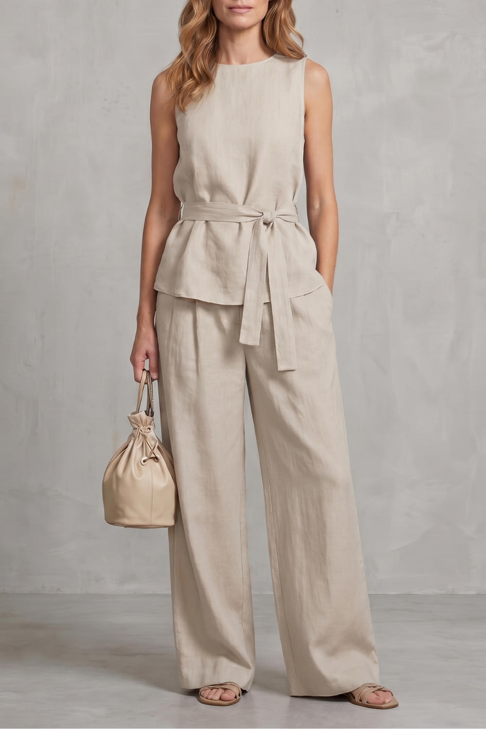 Alvera – Elegant tie-waist silhouette – Two-piece trouser set-10911740428631-OLVIA ROSE LONDON
