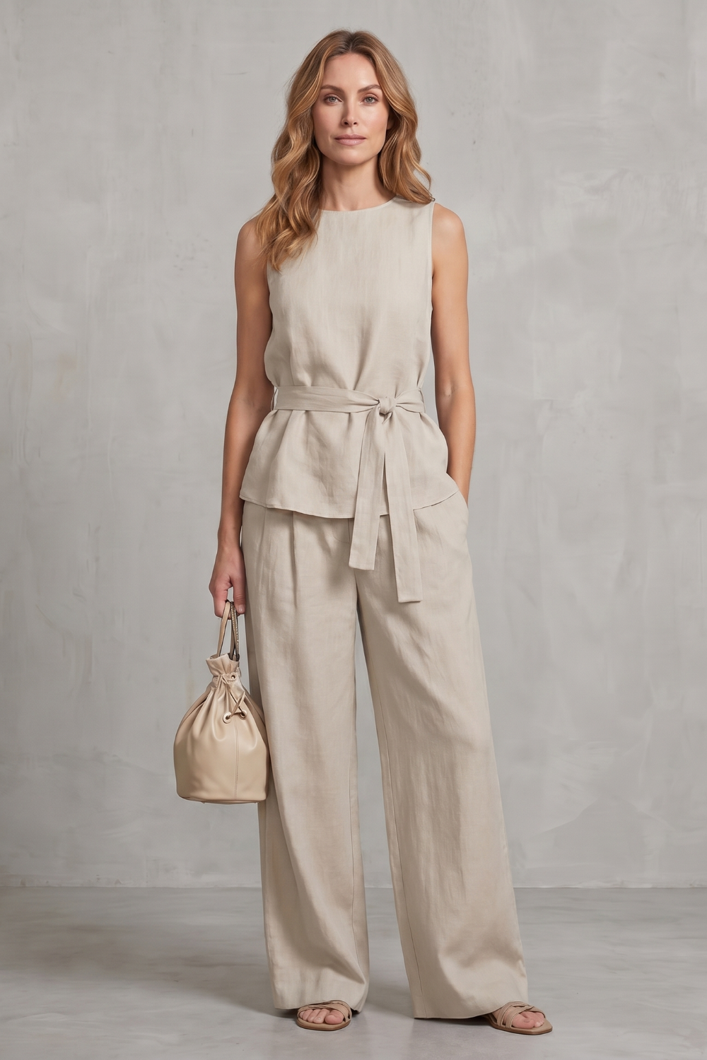 Alvera – Elegant tie-waist silhouette – Two-piece trouser set-10911740428631-OLVIA ROSE LONDON