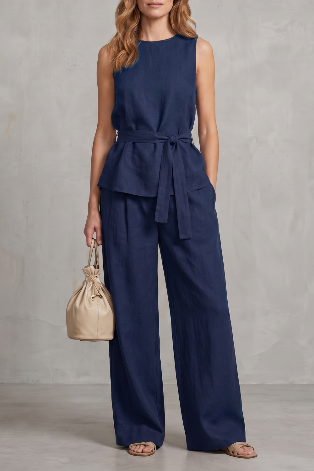 Alvera – Elegant tie-waist silhouette – Two-piece trouser set-10911740428631-OLVIA ROSE LONDON