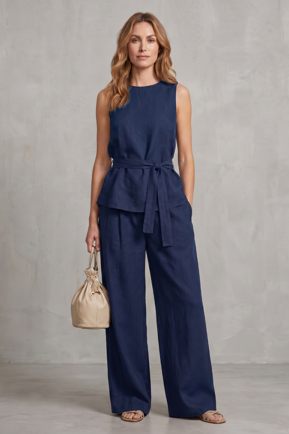 Alvera – Elegant tie-waist silhouette – Two-piece trouser set-10911740428631-OLVIA ROSE LONDON