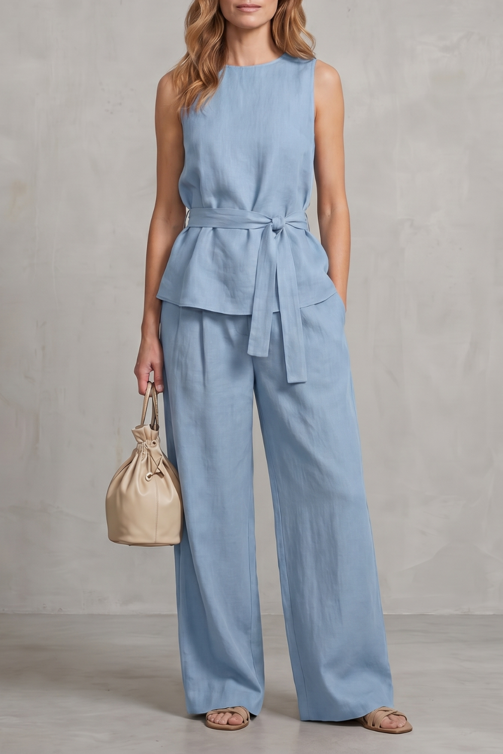 Alvera – Elegant tie-waist silhouette – Two-piece trouser set-10911740428631-OLVIA ROSE LONDON