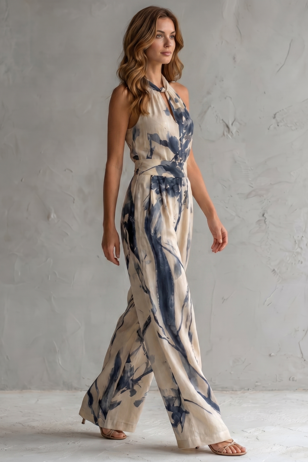 Aquarelle – Artistic ink print – Wide-leg jumpsuit-10914602090839-OLVIA ROSE LONDON