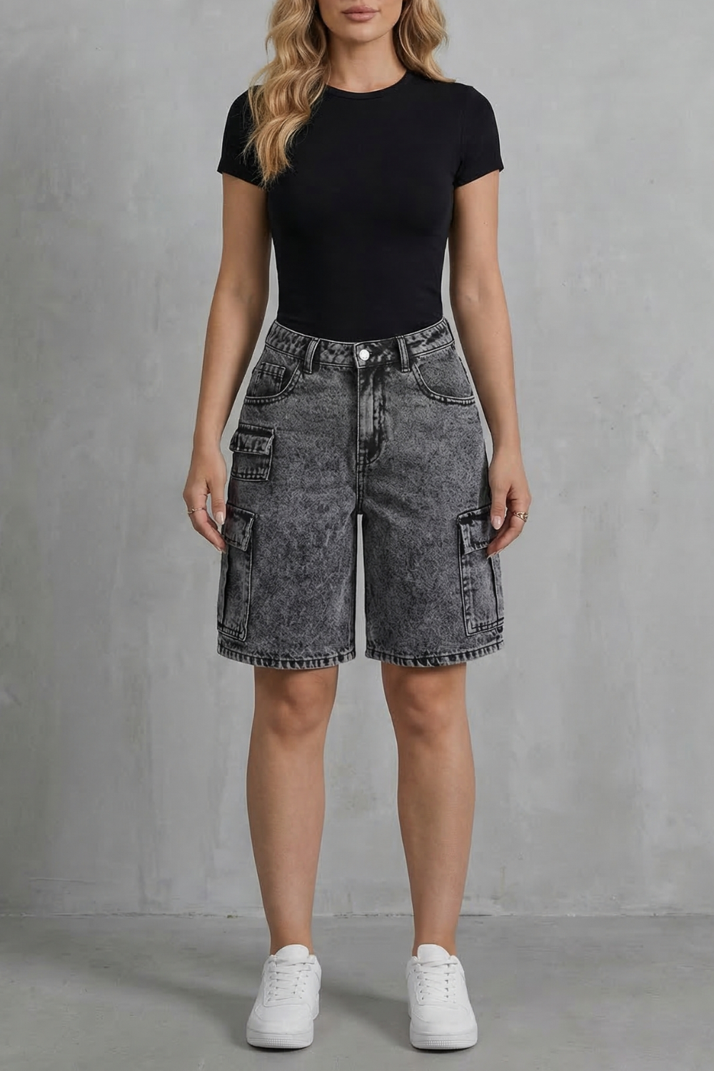 Ardenza – Washed utility style – Denim cargo shorts-10627721232727-OLVIA ROSE LONDON