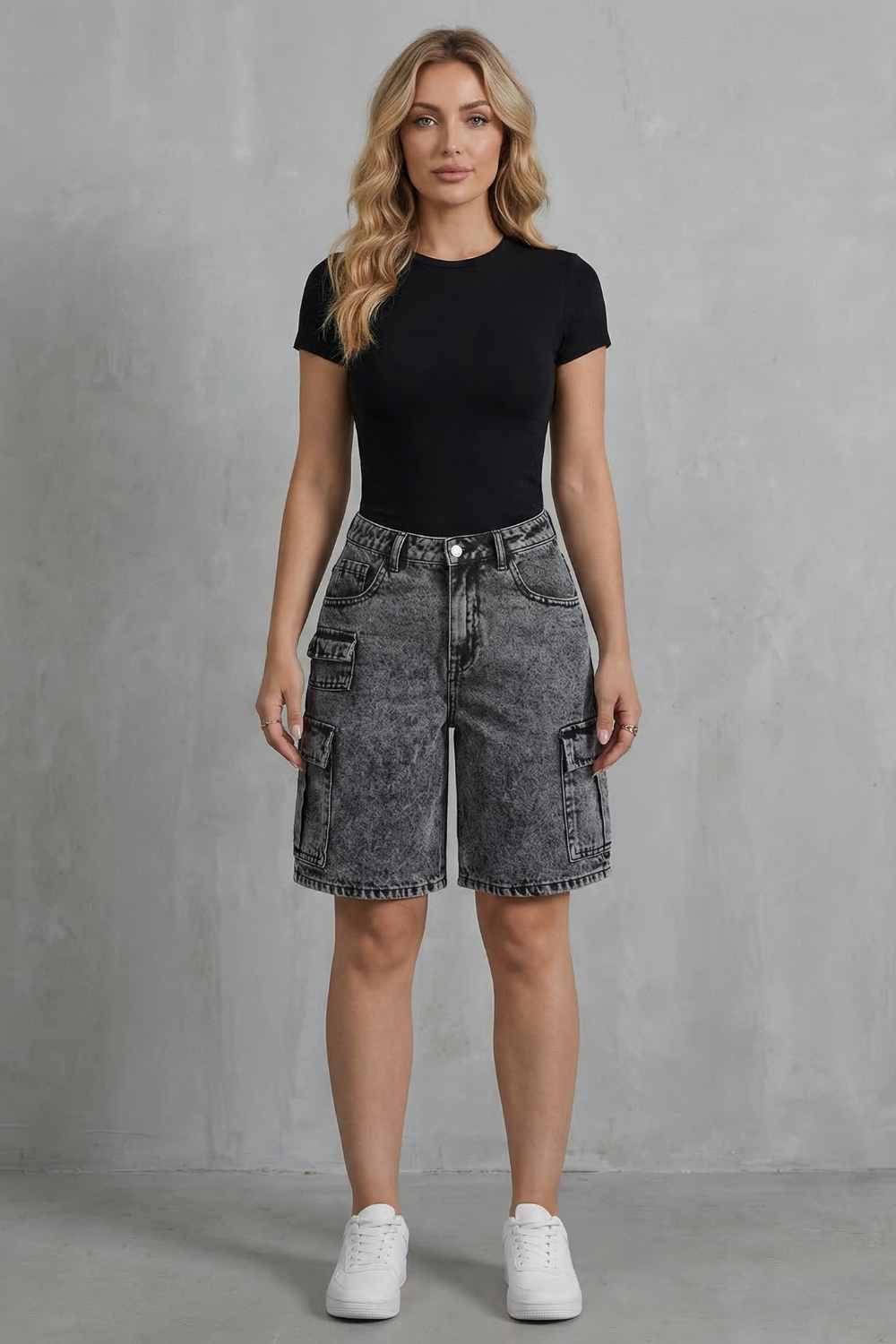 Ardenza – Washed utility style – Denim cargo shorts-10627721232727-OLVIA ROSE LONDON