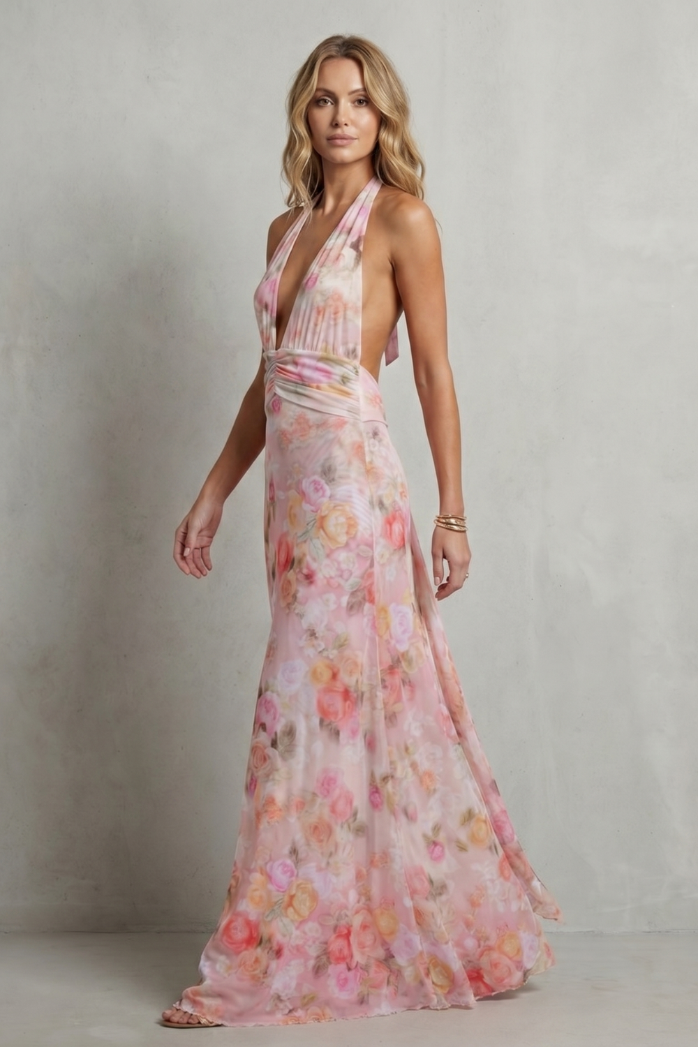 Ariadelle – Deep V floral elegance – Maxi dress-10747266236759-OLVIA ROSE LONDON