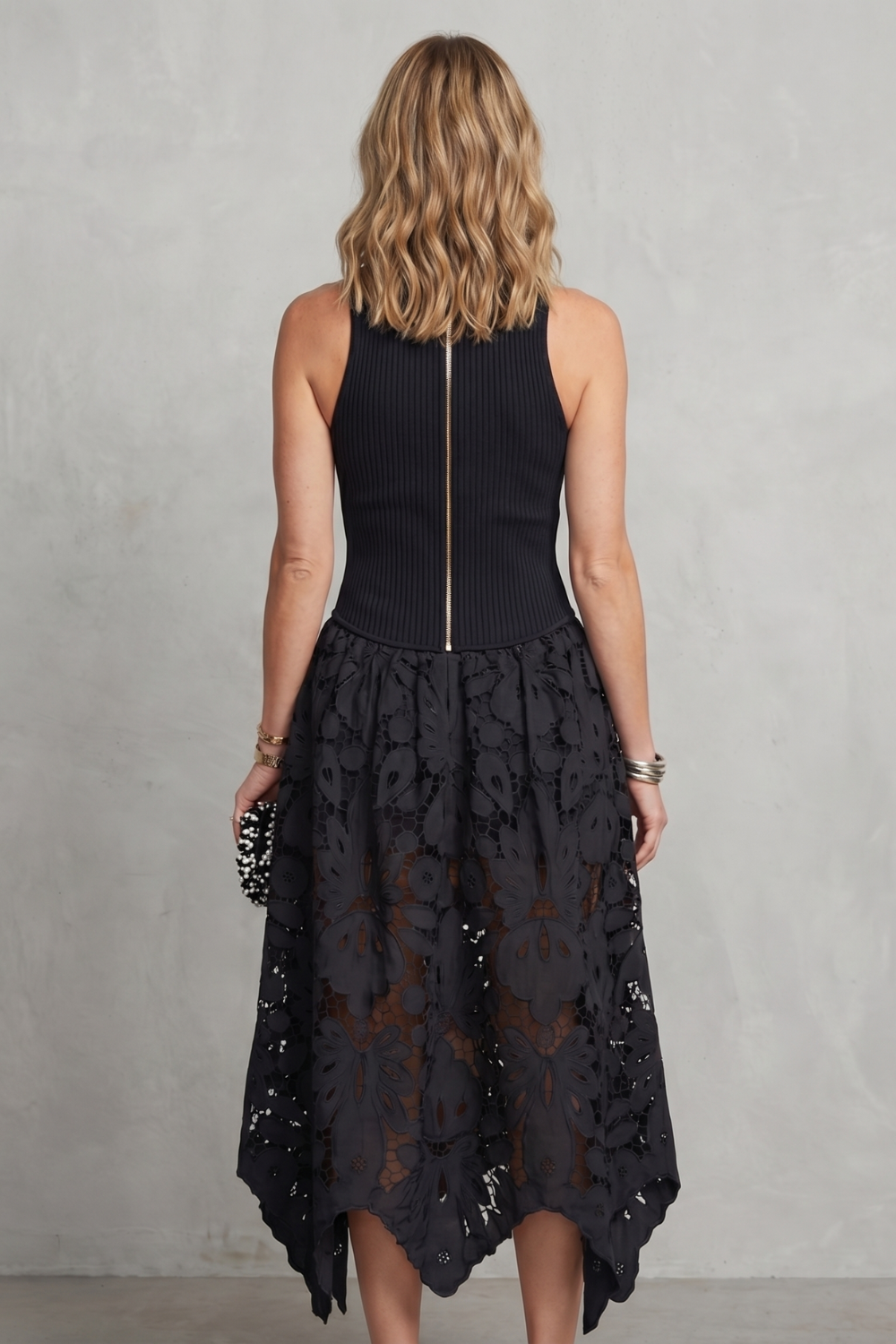 Atalisse – Lace contrast elegance – Midi dress-10755314680151-OLVIA ROSE LONDON