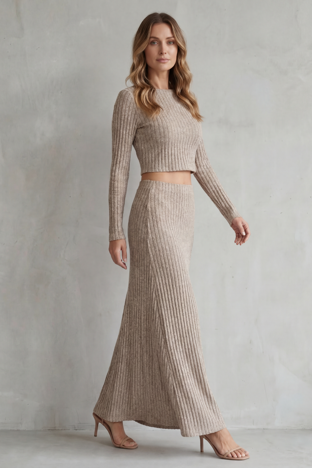 Aubrie – Ribbed Knit Elegance – Two-Piece Lounge Set-10490774847831-OLVIA ROSE LONDON
