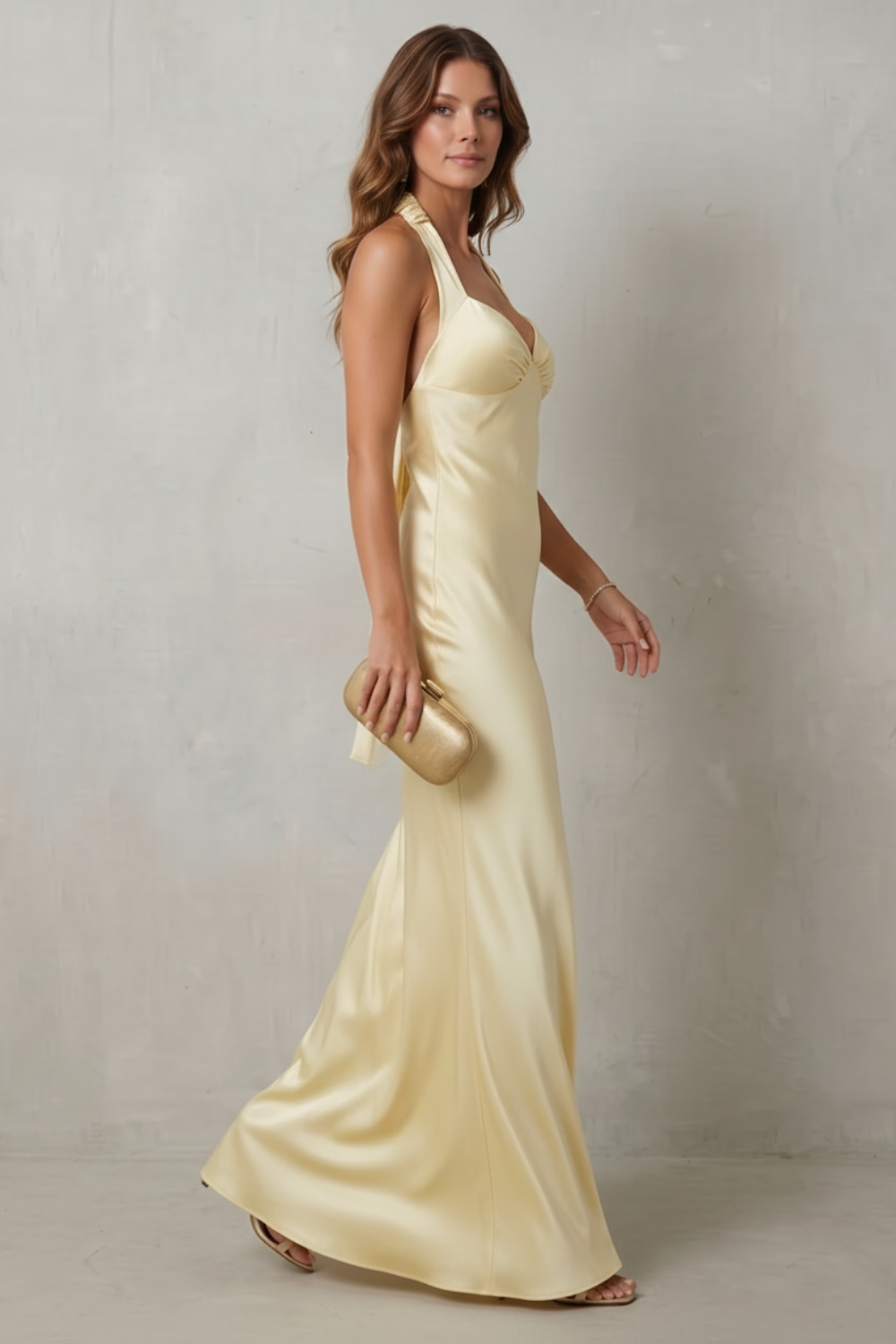 Auréliane – Golden hour elegance – Off-shoulder satin evening gown-10601526657367-OLVIA ROSE LONDON