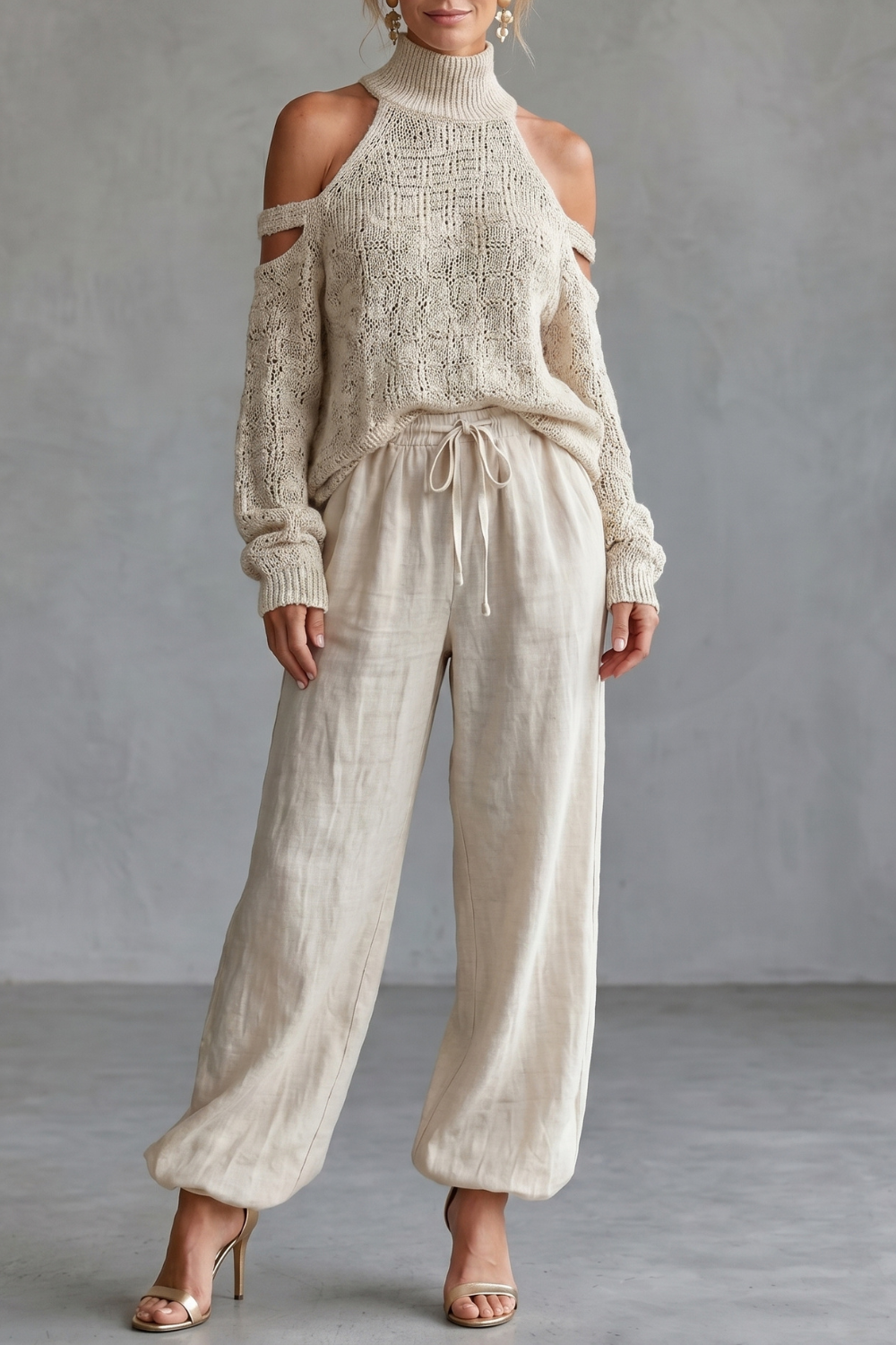 Aurellia – Cozy open-shoulder design – Knit trouser set-10911807439191-OLVIA ROSE LONDON