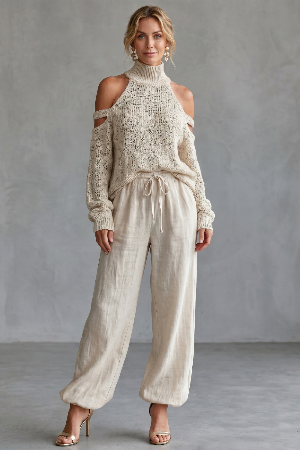 Aurellia – Cozy open-shoulder design – Knit trouser set-10911807439191-OLVIA ROSE LONDON