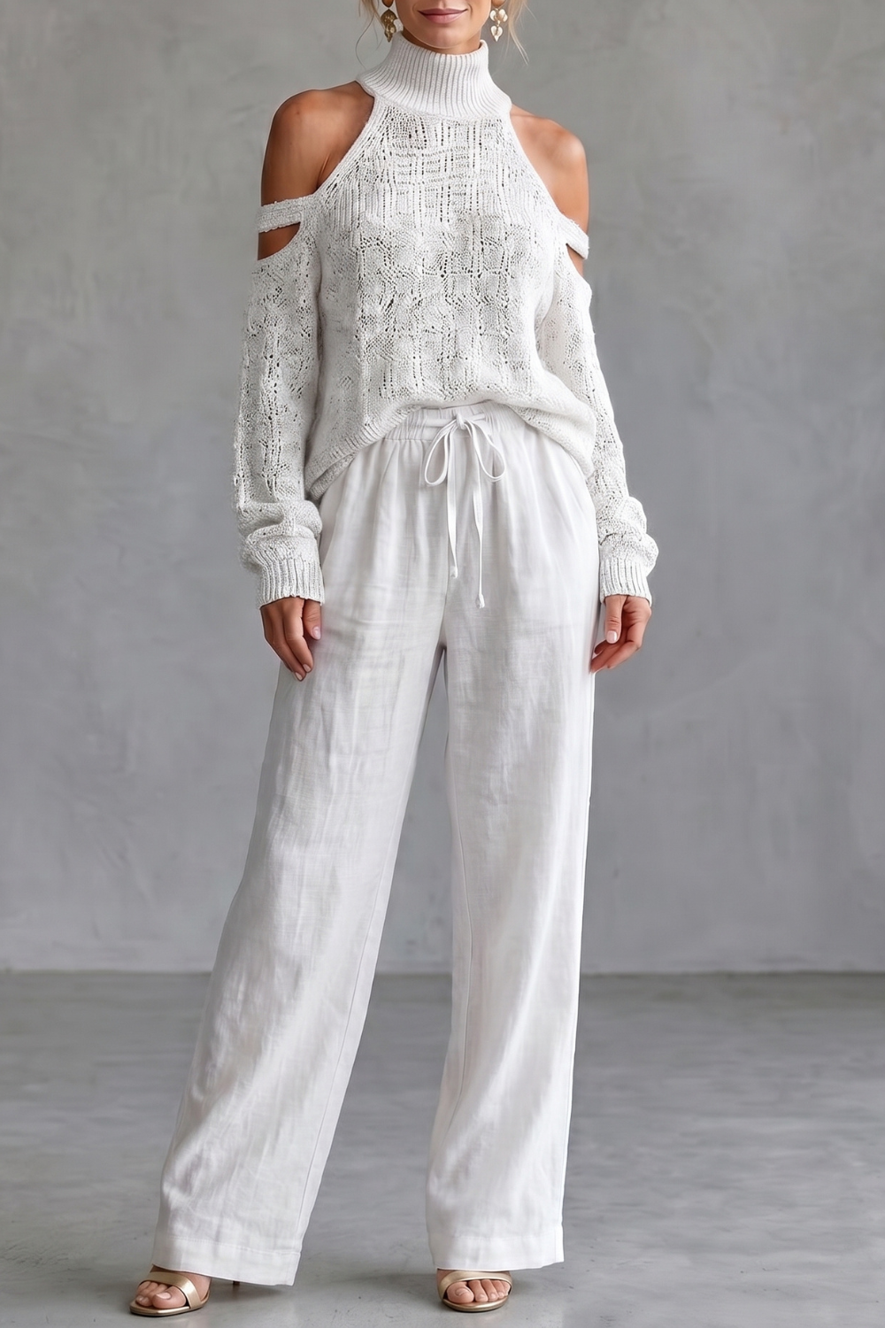 Aurellia – Cozy open-shoulder design – Knit trouser set-10911807439191-OLVIA ROSE LONDON