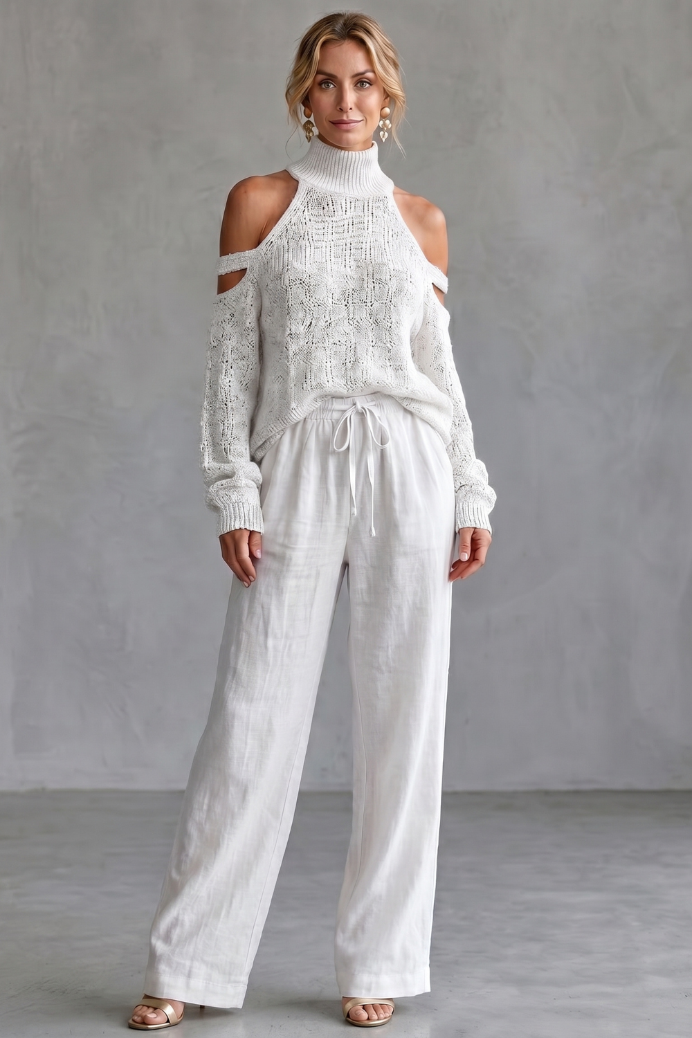 Aurellia – Cozy open-shoulder design – Knit trouser set-10911807439191-OLVIA ROSE LONDON