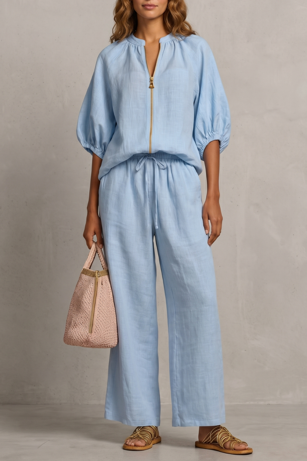 Aurellia – Relaxed zip-front comfort – Trouser set-10908818637143-OLVIA ROSE LONDON