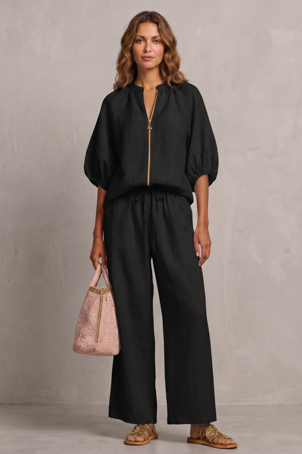 Aurellia – Relaxed zip-front comfort – Trouser set-10908818637143-OLVIA ROSE LONDON