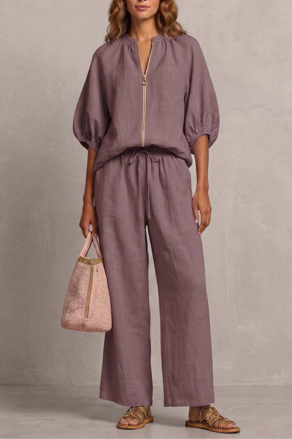 Aurellia – Relaxed zip-front comfort – Trouser set-10908818637143-OLVIA ROSE LONDON