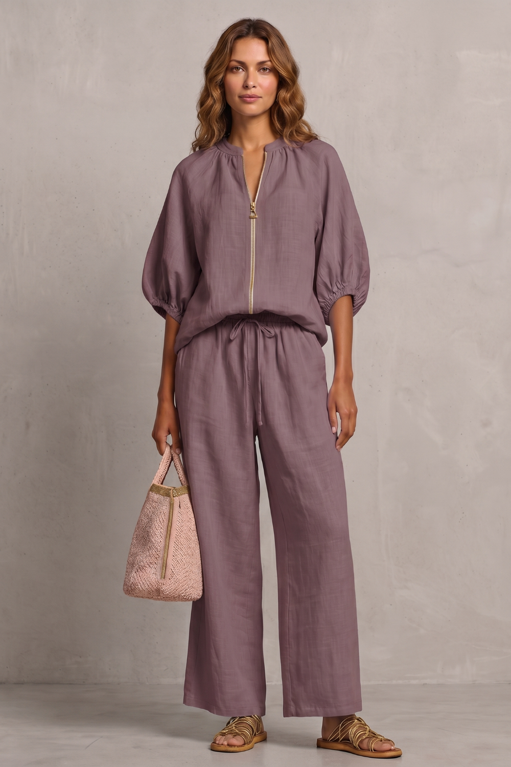 Aurellia – Relaxed zip-front comfort – Trouser set-10908818637143-OLVIA ROSE LONDON