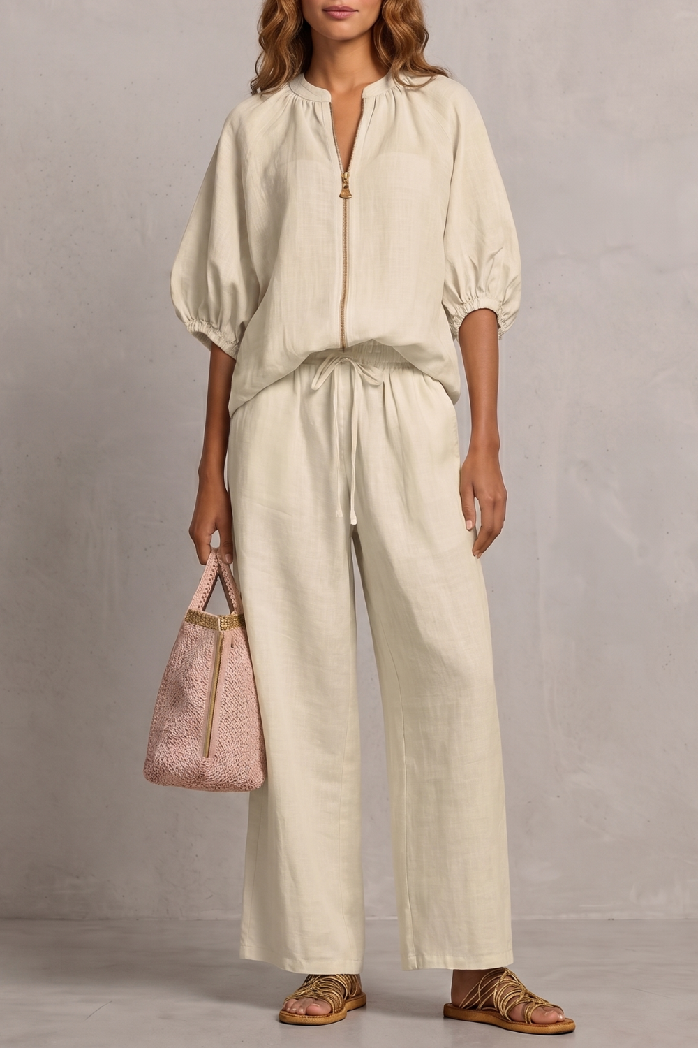 Aurellia – Relaxed zip-front comfort – Trouser set-10908818637143-OLVIA ROSE LONDON