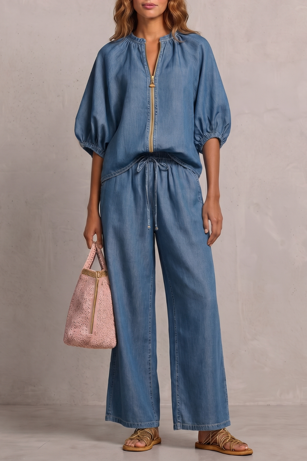 Aurellia – Relaxed zip-front comfort – Trouser set-10908818637143-OLVIA ROSE LONDON