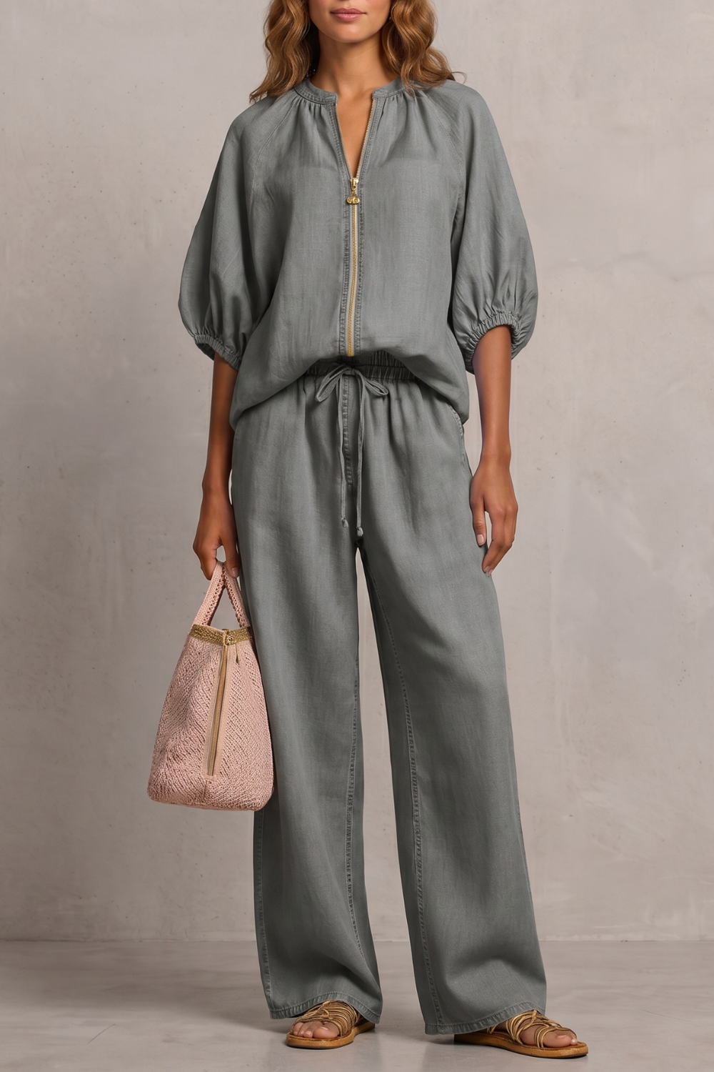 Aurellia – Relaxed zip-front comfort – Trouser set-10908818637143-OLVIA ROSE LONDON