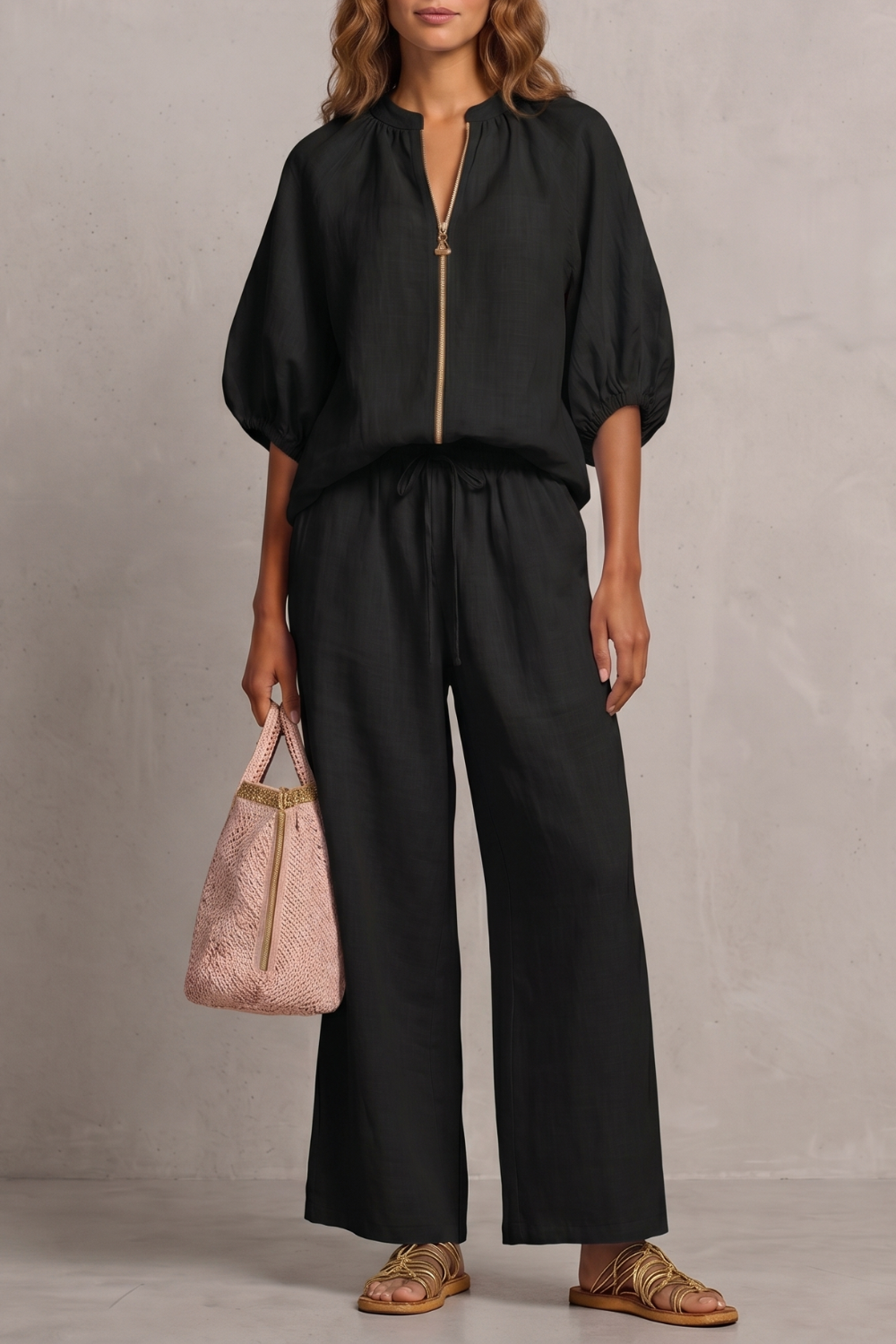 Aurellia – Relaxed zip-front comfort – Trouser set-10908818637143-OLVIA ROSE LONDON