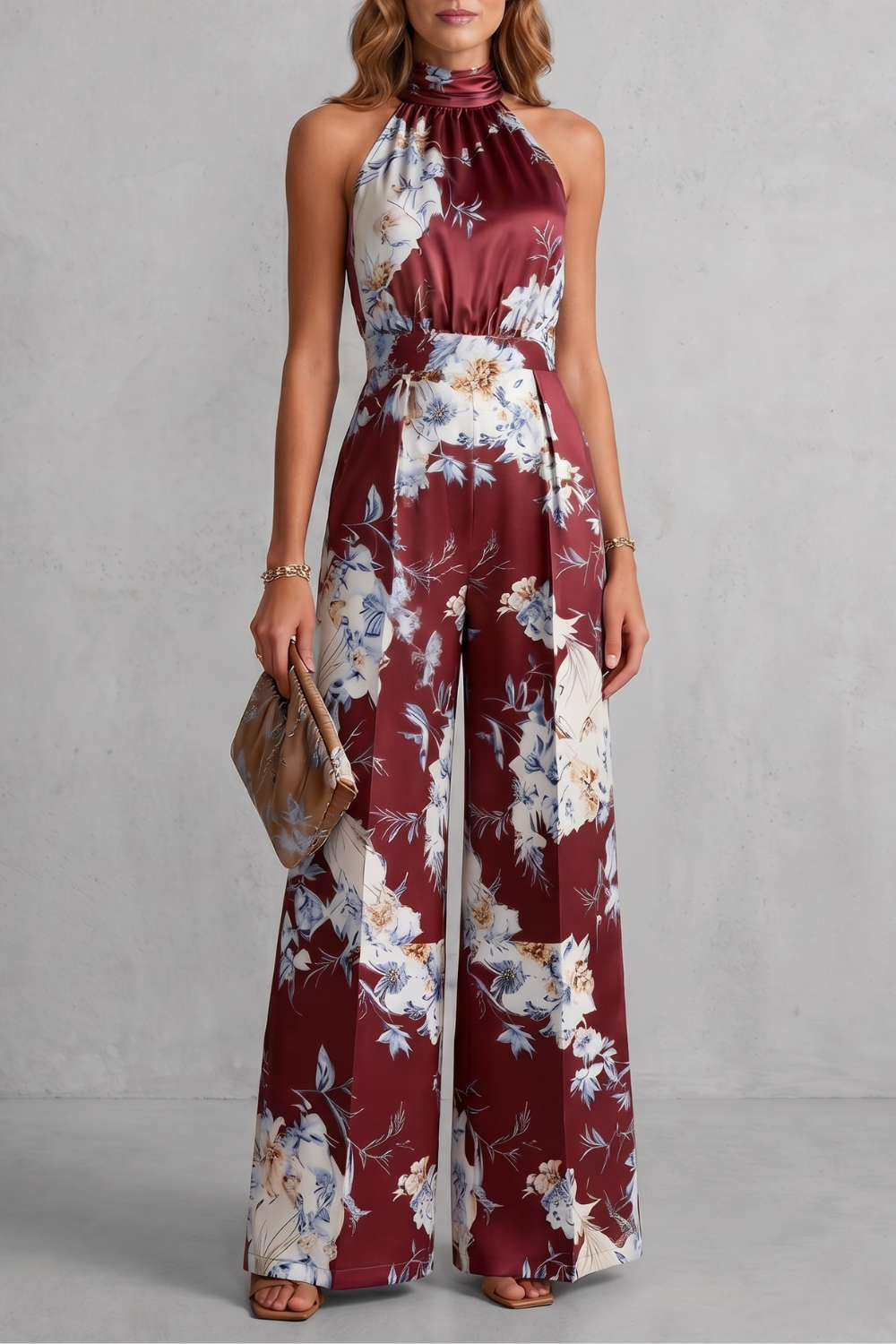 Aurelline – Romantic floral print – Halter jumpsuit-10924862865751-OLVIA ROSE LONDON