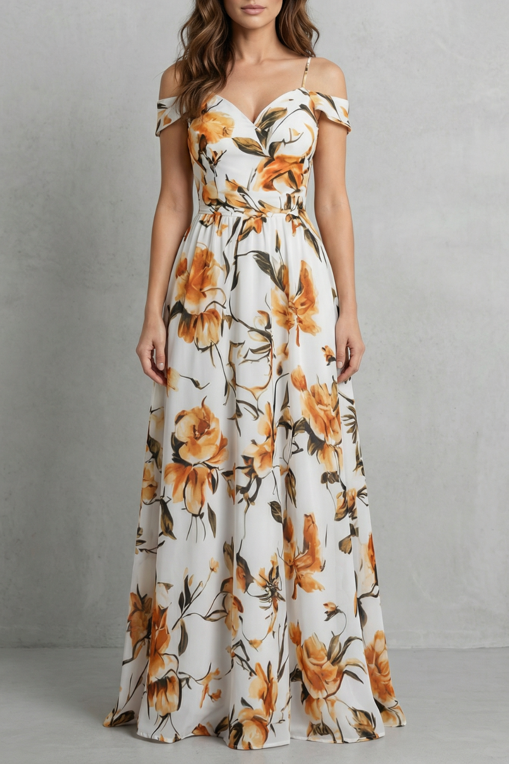 Aurielle – Off-shoulder floral grace – Maxi dress-10747027390807-OLVIA ROSE LONDON