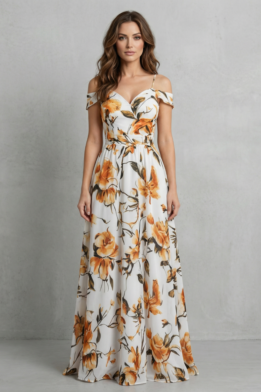 Aurielle – Off-shoulder floral grace – Maxi dress-10747027390807-OLVIA ROSE LONDON