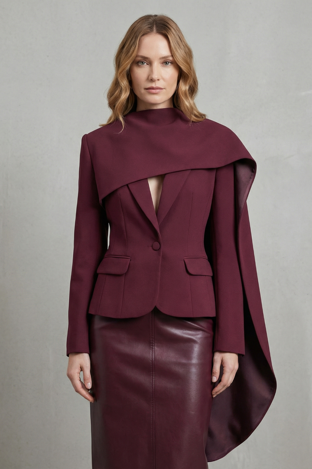 Avelina – Draped scarf-lapel – Asymmetrical blazer-10427607482711-OLVIA ROSE LONDON