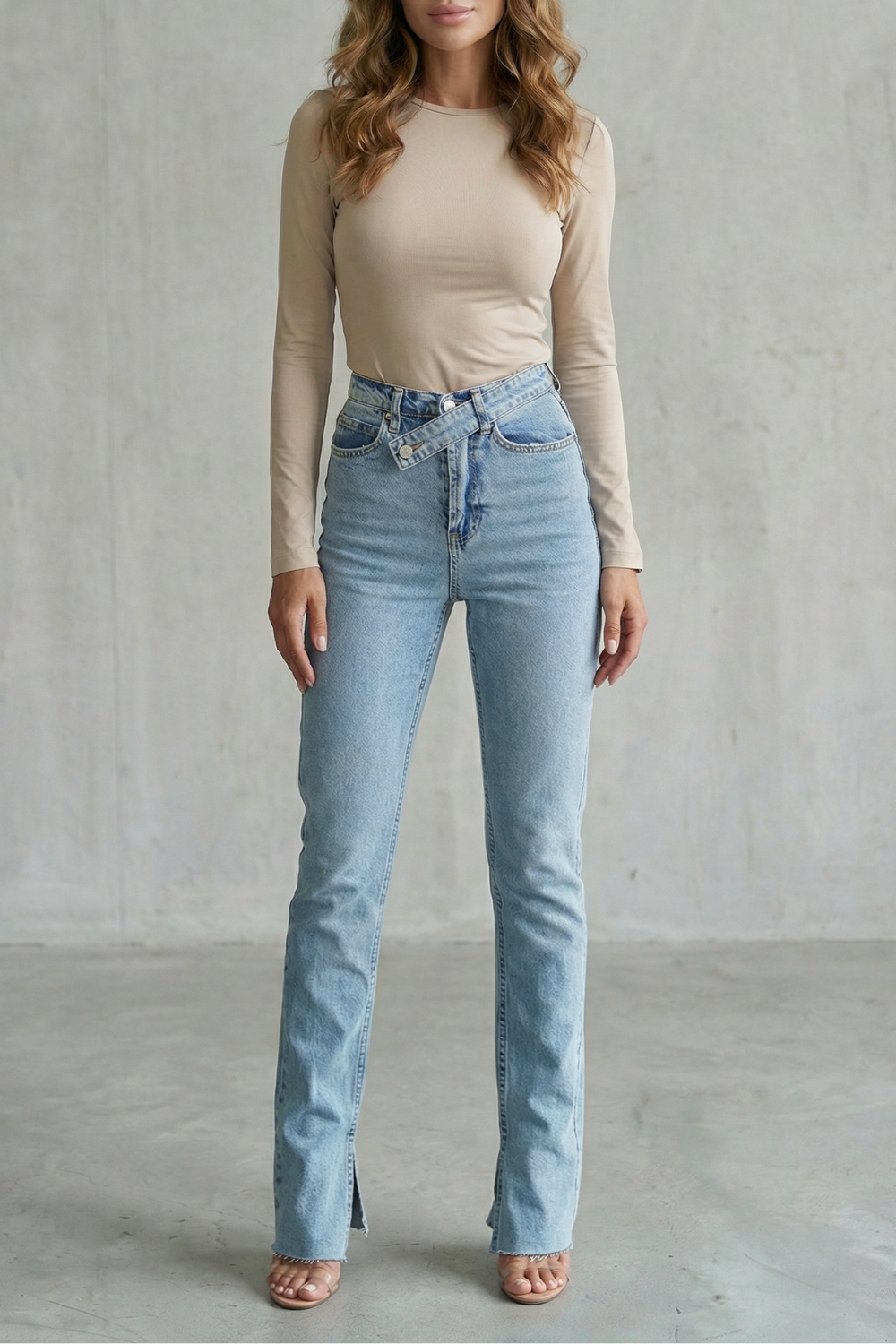 Avelisse – Cross waist detail – Straight leg jeans-10427394392407-OLVIA ROSE LONDON