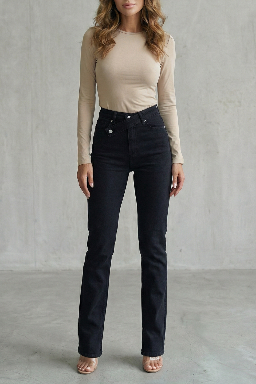 Avelisse – Cross waist detail – Straight leg jeans-10427394392407-OLVIA ROSE LONDON