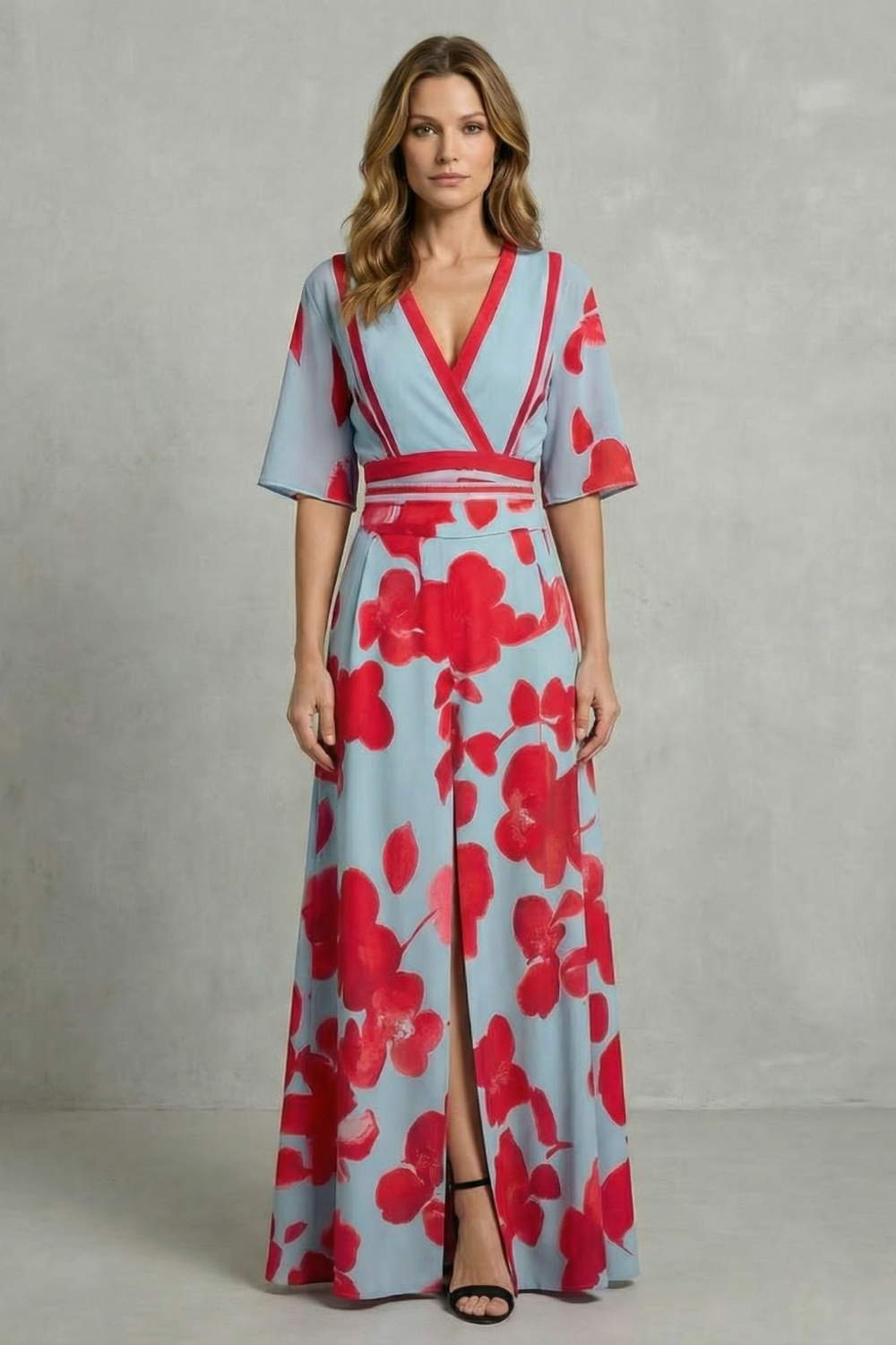Averette – Statement bloom contrast – V-neck maxi dress-10601563816279-OLVIA ROSE LONDON