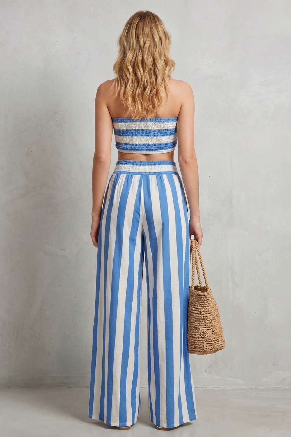 Azurielle – Coastal striped design – Two-piece trouser set-10911112986967-OLVIA ROSE LONDON