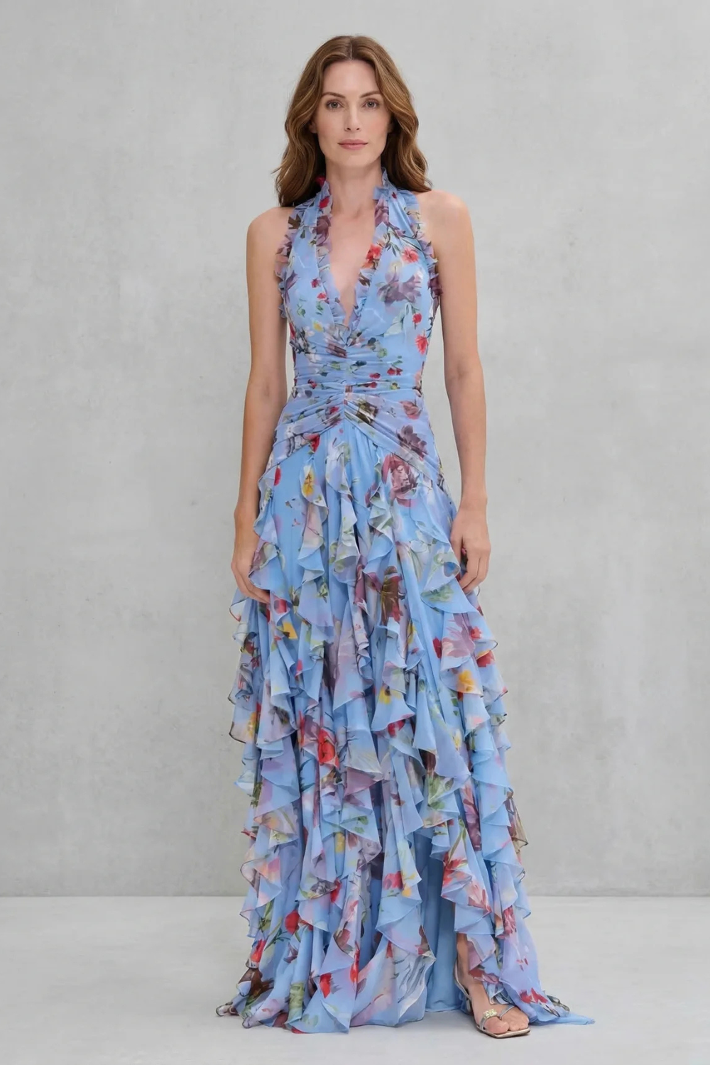 Belladina – Romantic rose cascade – Halter maxi dress-10601551757655-OLVIA ROSE LONDON