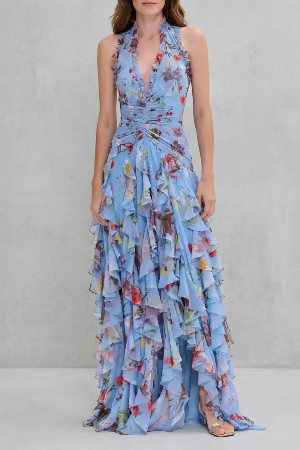 Belladina – Romantic rose cascade – Halter maxi dress-10601551757655-OLVIA ROSE LONDON