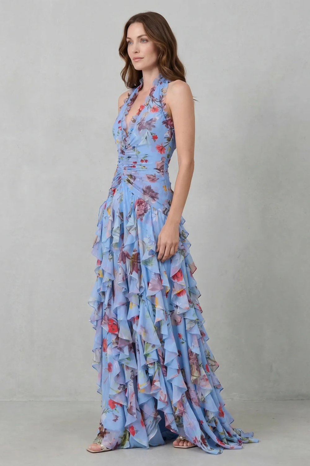 Belladina – Romantic rose cascade – Halter maxi dress-10601551757655-OLVIA ROSE LONDON