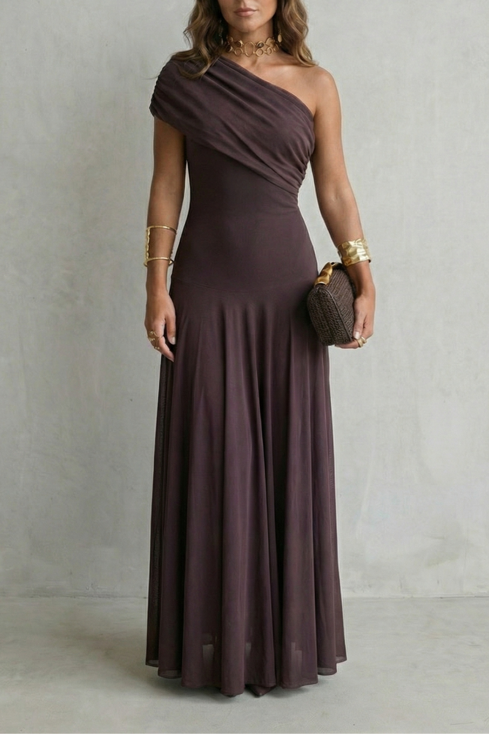 Bellamare – Elegant draped neckline – One shoulder maxi dress-10598697337175-OLVIA ROSE LONDON