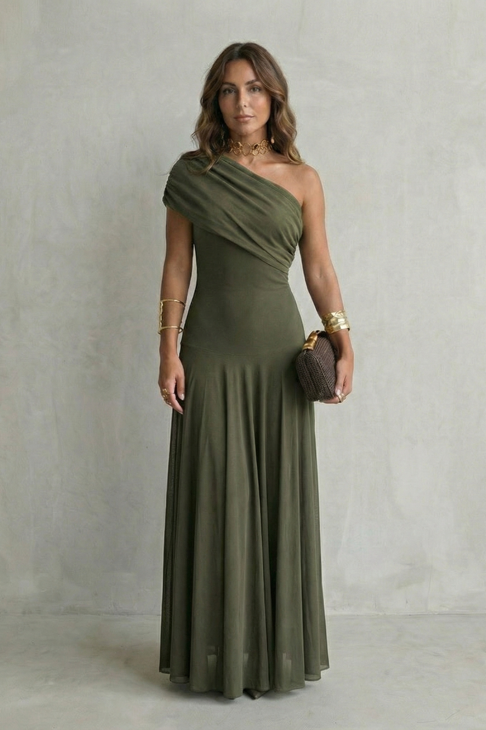 Bellamare – Elegant draped neckline – One shoulder maxi dress-10598697337175-OLVIA ROSE LONDON