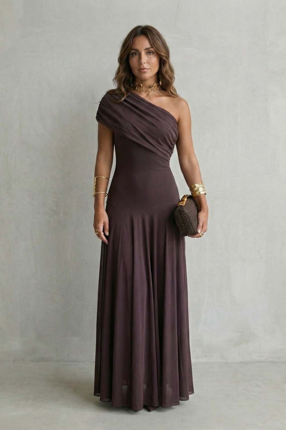 Bellamare – Elegant draped neckline – One shoulder maxi dress-10598697337175-OLVIA ROSE LONDON