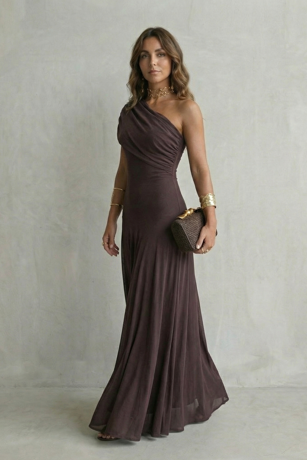 Bellamare – Elegant draped neckline – One shoulder maxi dress-10598697337175-OLVIA ROSE LONDON