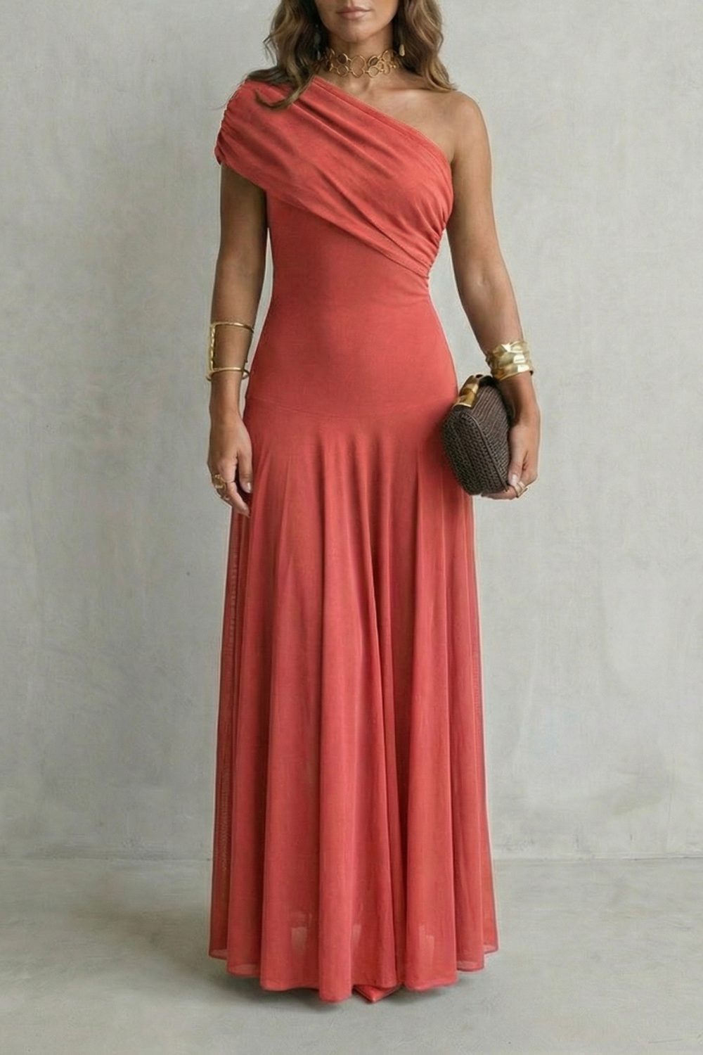 Bellamare – Elegant draped neckline – One shoulder maxi dress-10598697337175-OLVIA ROSE LONDON