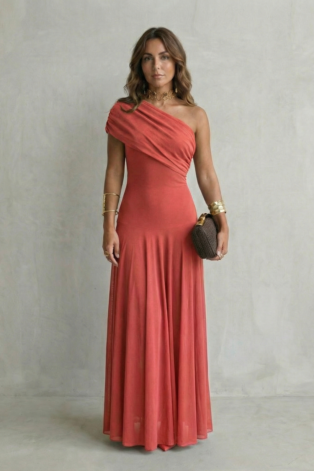 Bellamare – Elegant draped neckline – One shoulder maxi dress-10598697337175-OLVIA ROSE LONDON