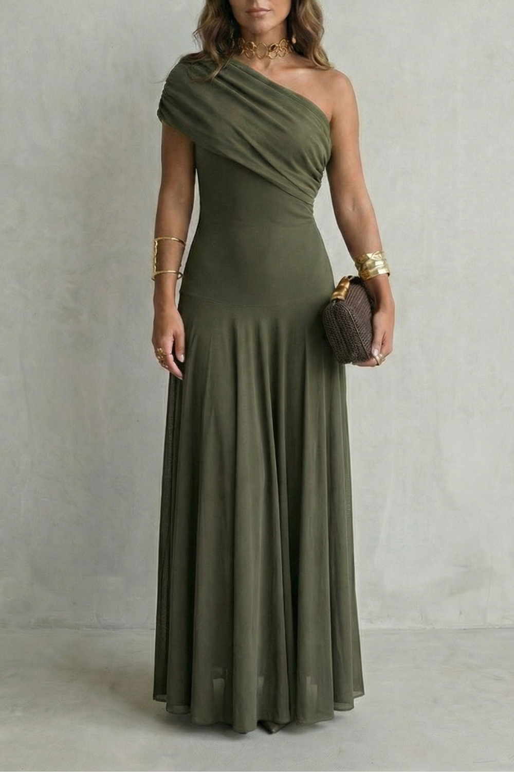 Bellamare – Elegant draped neckline – One shoulder maxi dress-10598697337175-OLVIA ROSE LONDON