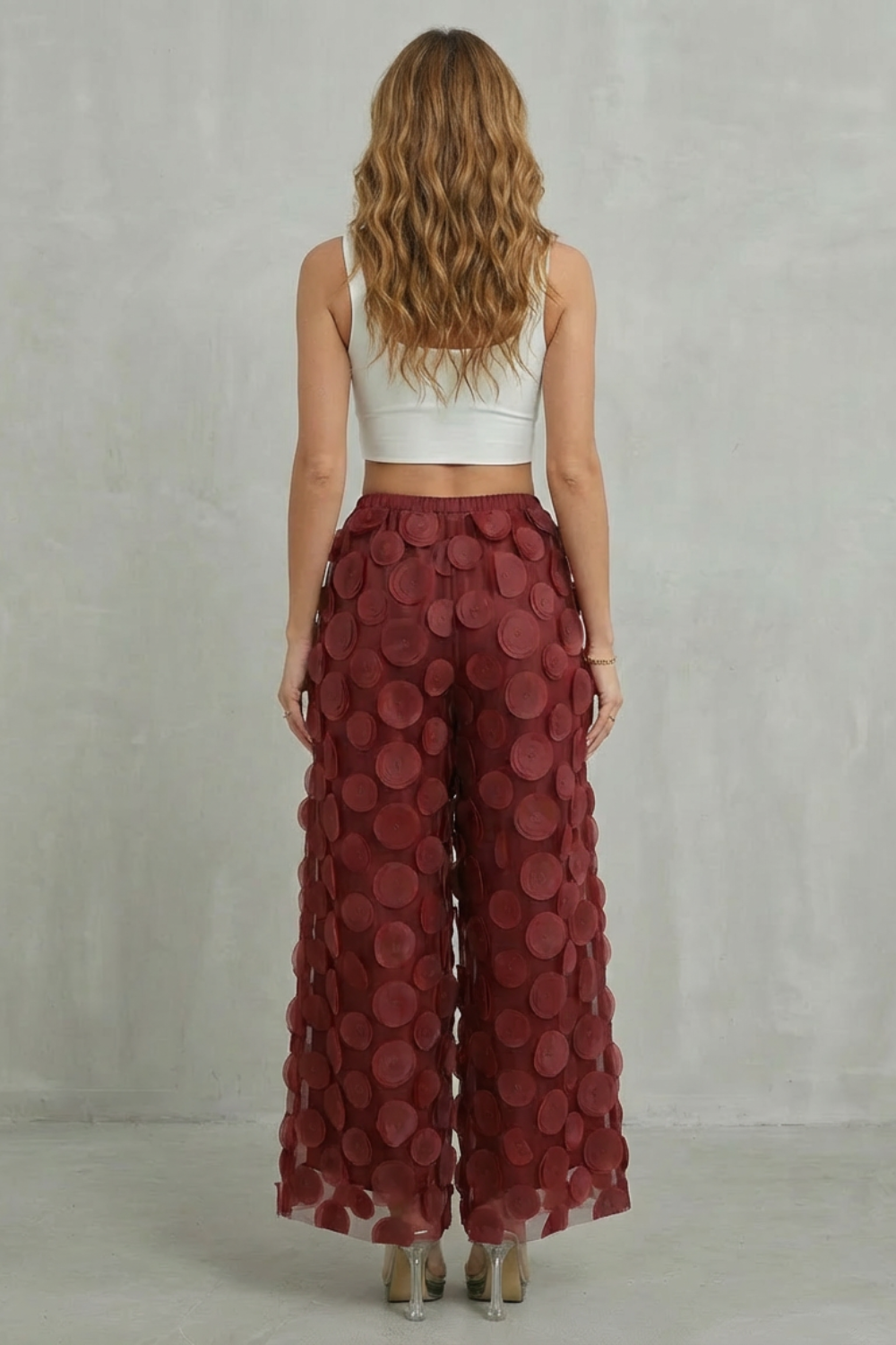 Bellaria – 3D circle appliqué – Wide-leg trousers-10510178779479-OLVIA ROSE LONDON