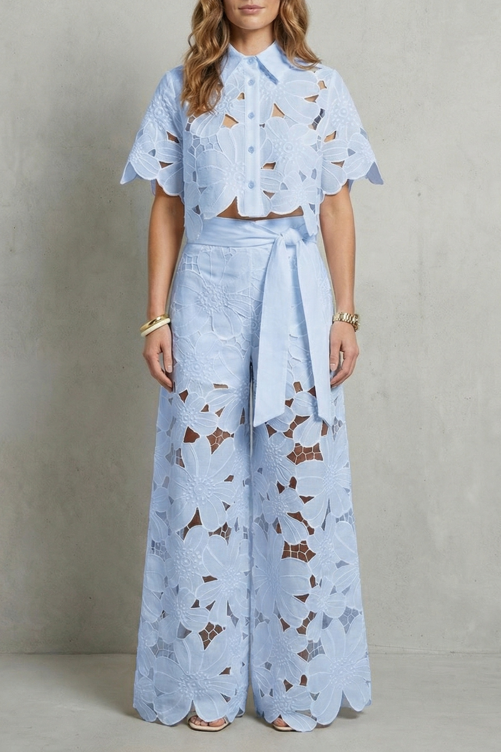 Bellarisse – Embroidered lace elegance – Top and skirt set-10642200494423-OLVIA ROSE LONDON