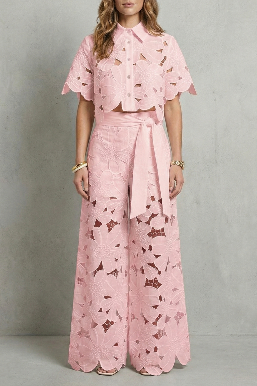 Bellarisse – Embroidered lace elegance – Top and skirt set-10642200494423-OLVIA ROSE LONDON