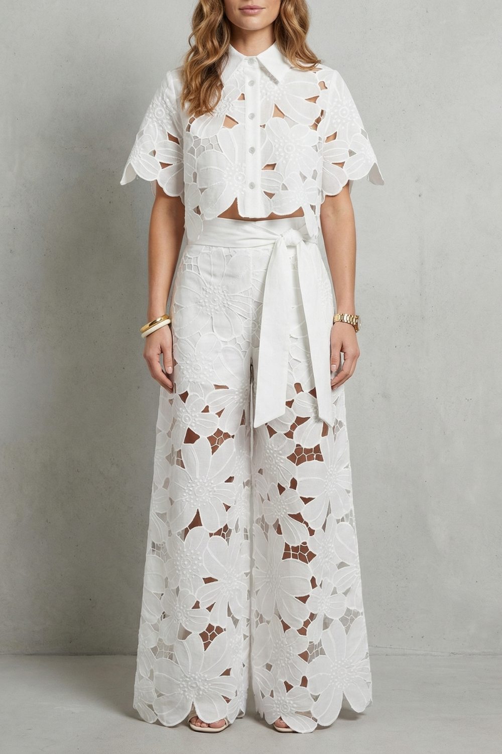 Bellarisse – Embroidered lace elegance – Top and skirt set-10642200494423-OLVIA ROSE LONDON
