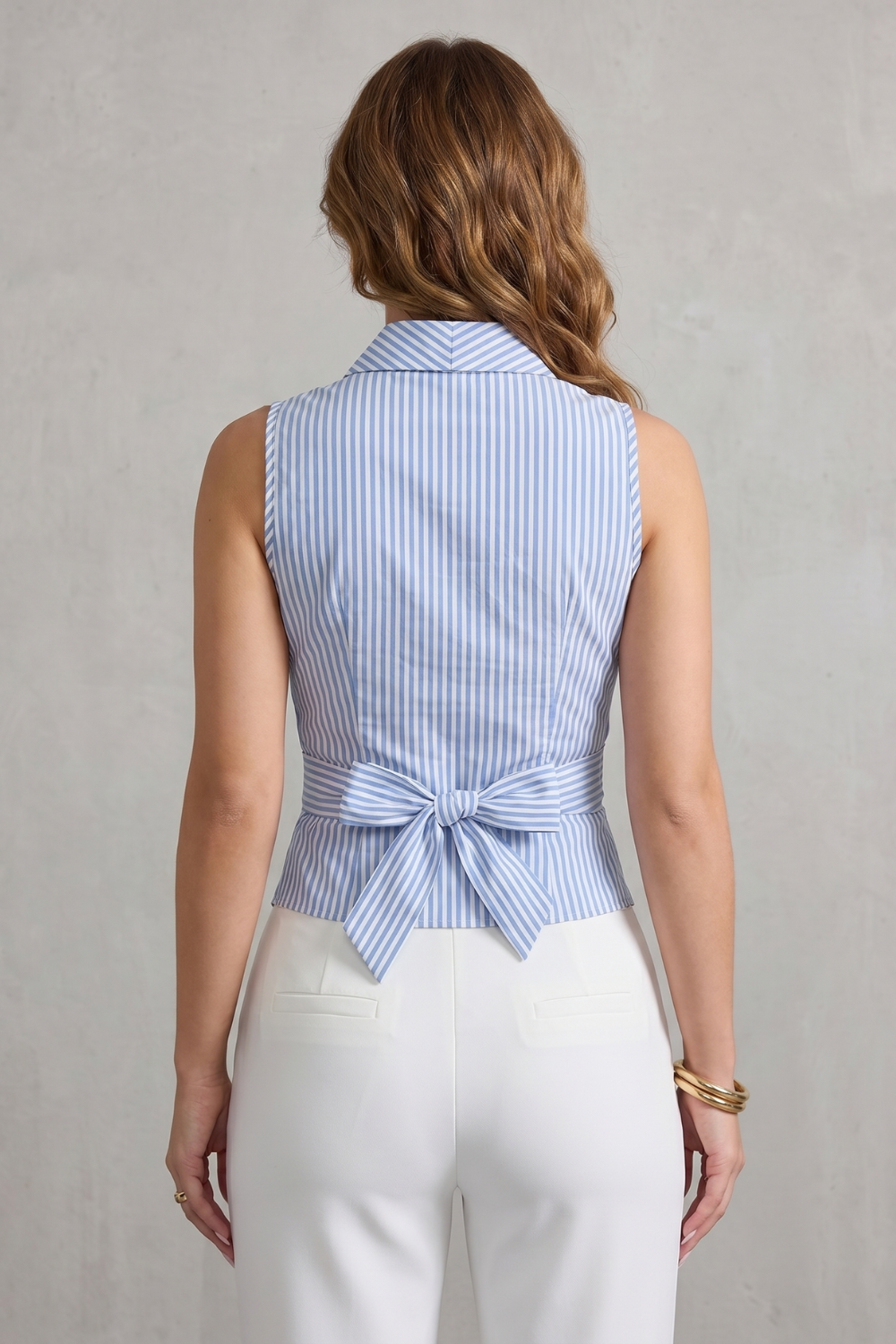 Bellavere – Striped wrap silhouette – Sleeveless blouse-10914563850583-OLVIA ROSE LONDON