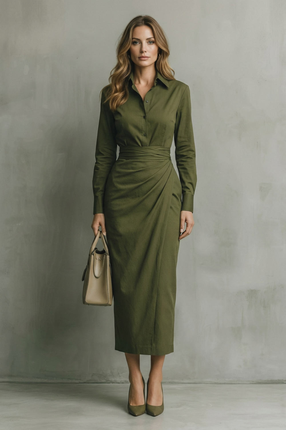 Camille – Asymmetric Waist Shirt Dress – Tailored Elegance for Autumn & Winter-10494046830935-OLVIA ROSE LONDON